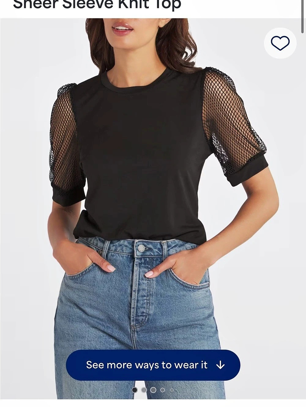 Black Sheer Sleeve Knit Top Like New